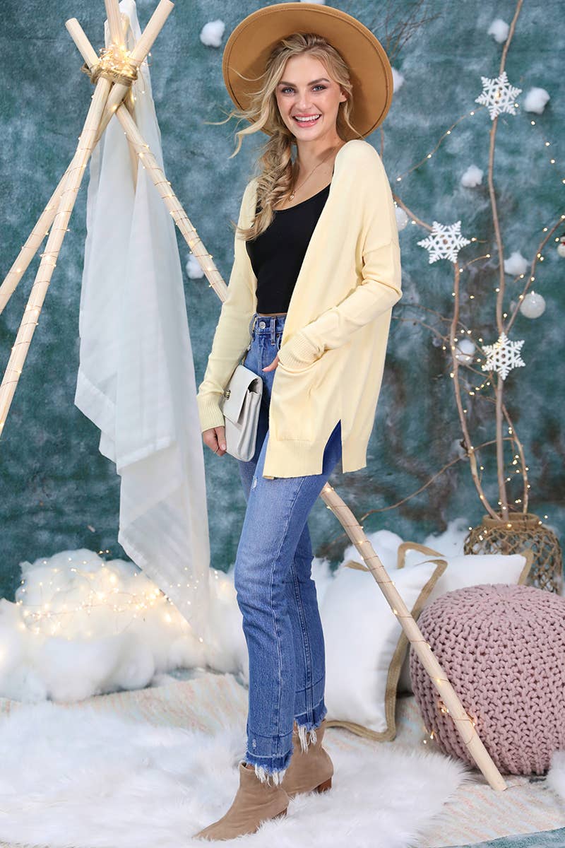 CWOSWL1827_LOOSE FIT WITH POCKET SWEATER CARDIGAN