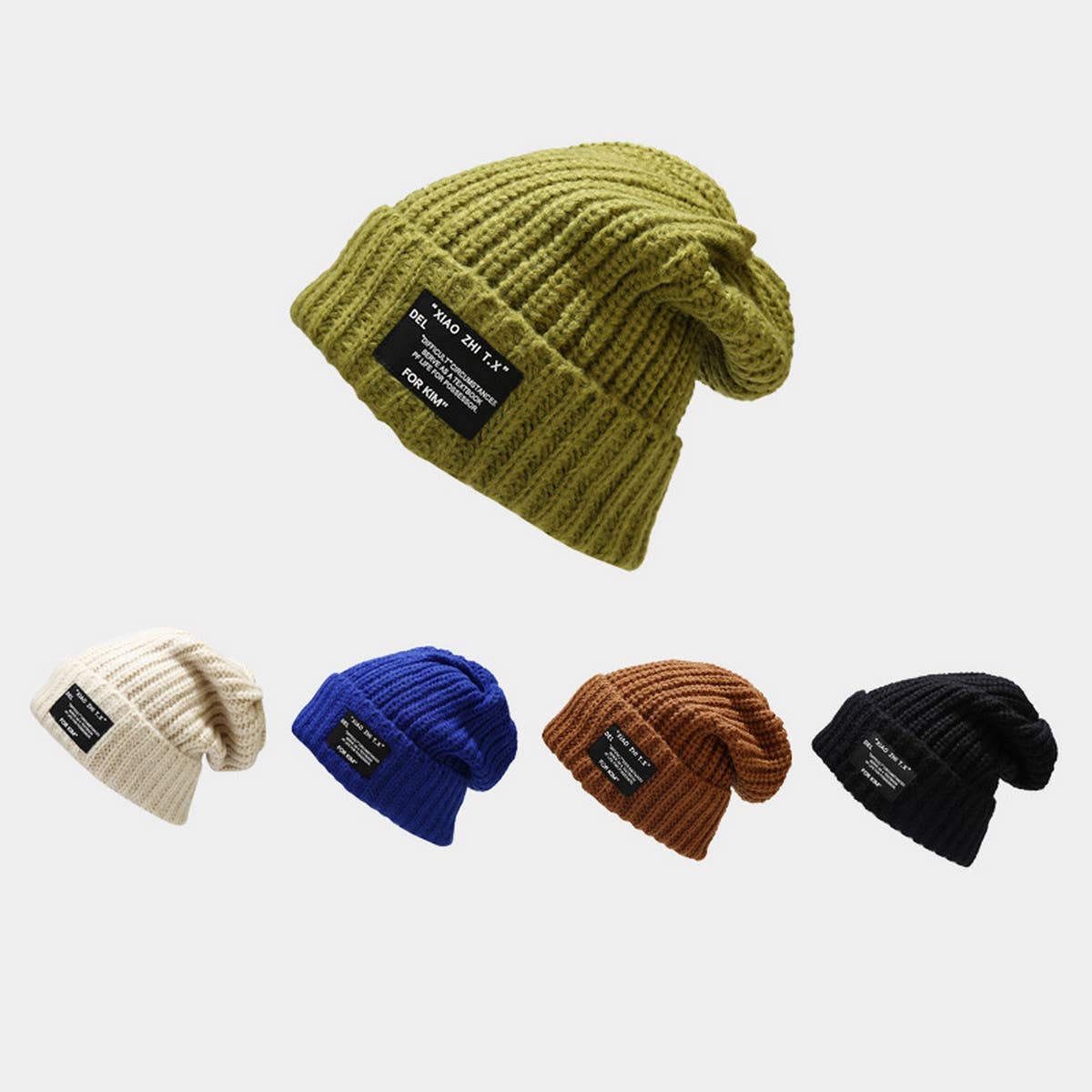 VINTAGE LETTER PATCH KNITTED HAT_CWAH1622