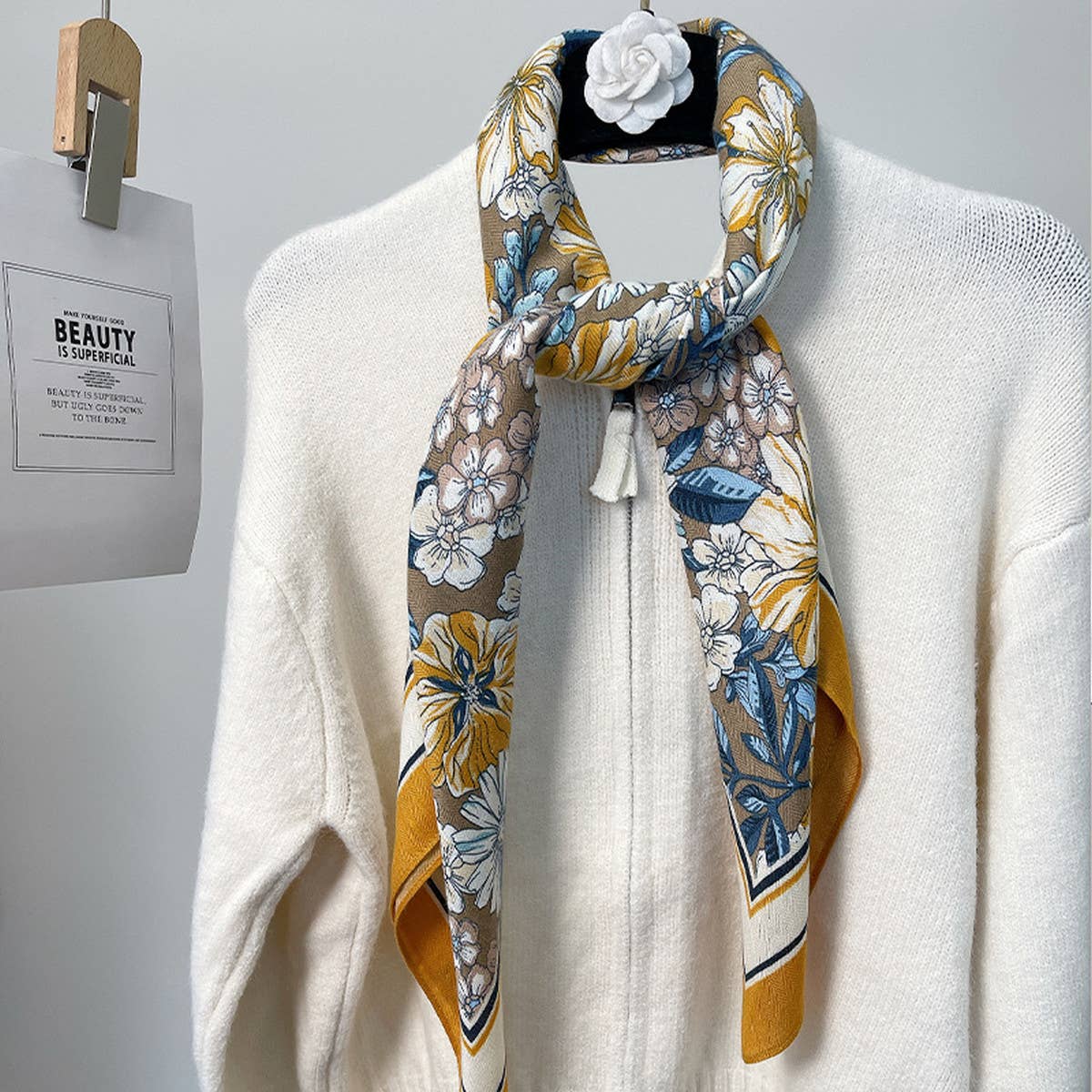 90cm Floral Velvet Wool Scarf Shawl for Winter_CWASC0892