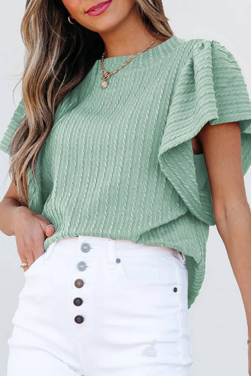 CWTBLS1811_SUMMER DOUBLE-LAYER RUFFLE SHORT-SLEEVED T-SHIRT