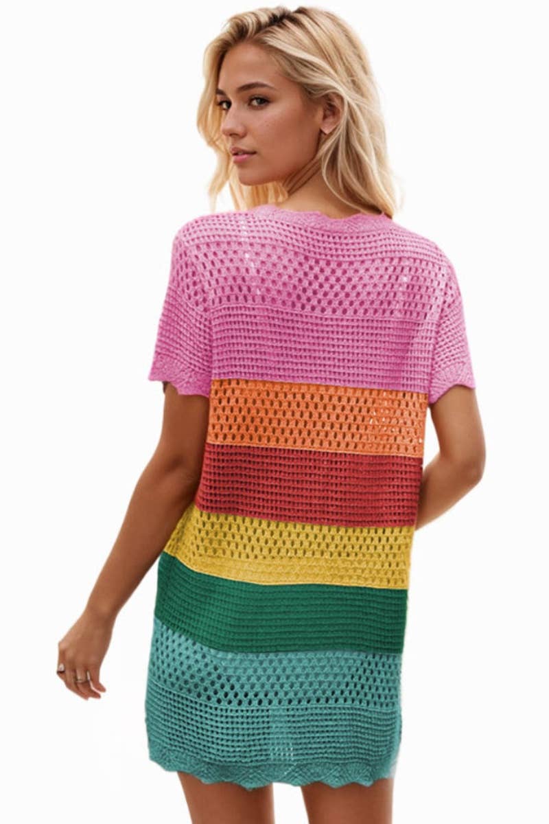 CWDSD3928_KNIT CREW NECK SHORT SLEEVE CUTOUT DRESS