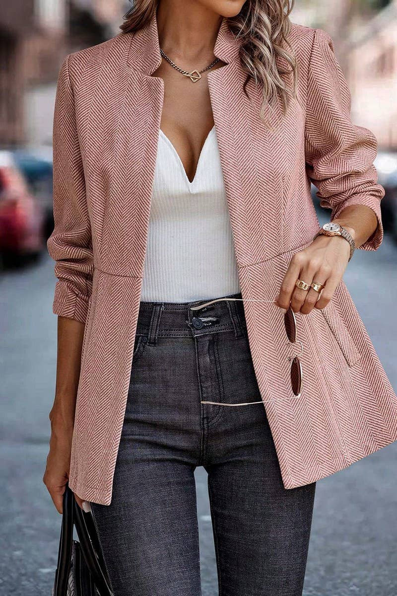 CWOJA0735_Open Front Long Sleeve Jacket