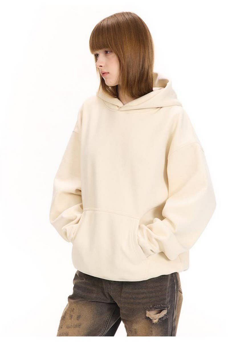 CWOHOL0765_SOLID COLOR THICKENED HOODED SWEATSHIRT