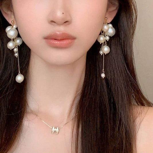 GENTLE AND ELEGANT PEARL TASSEL EARRINGS