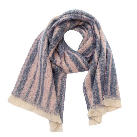 Geometric Loop Yarn Winter Scarf with  Shawl Wrap