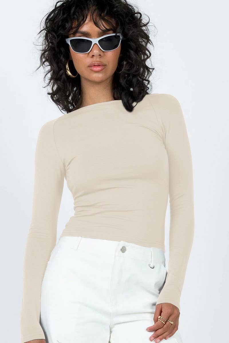 CWTTL2049_SUMMER SEXY BACKLESS SHOULDER T-SHIRT