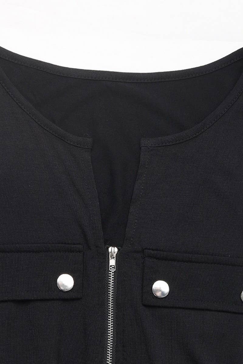 CWSJS1273_SOLID SLEEVELESS ZIPPER POCKET JUMPSUIT