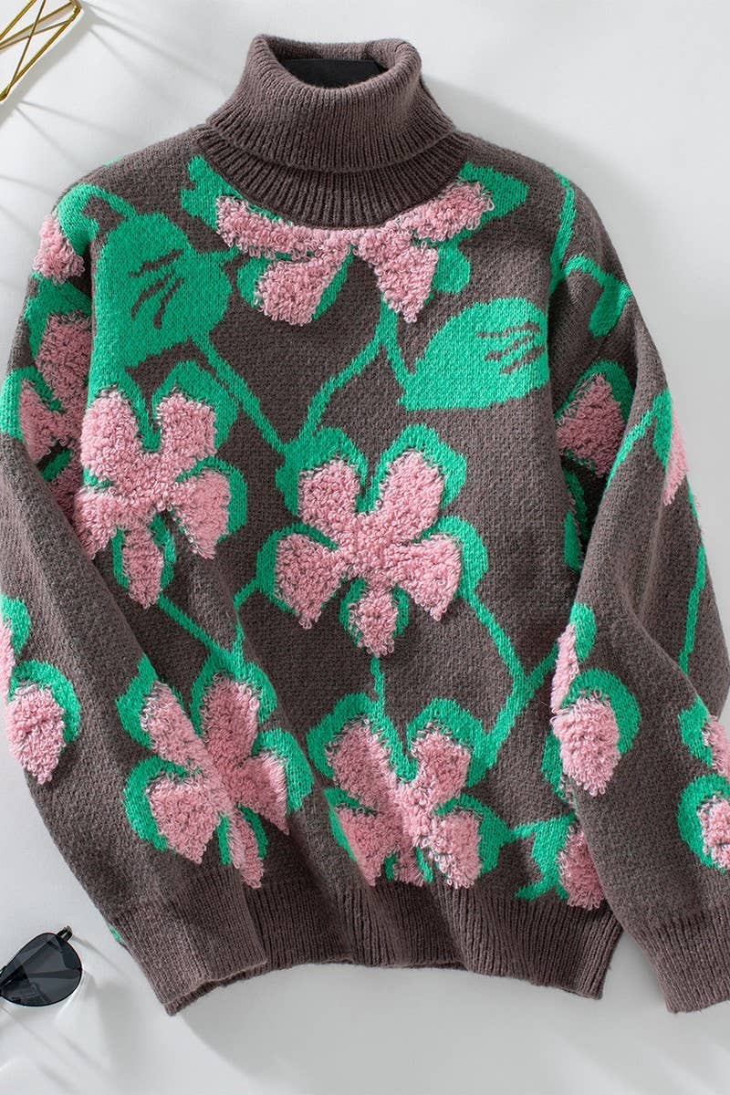 CWOSWL2911_3D FLOCKED FLOWER PATTERN KNIT TOP