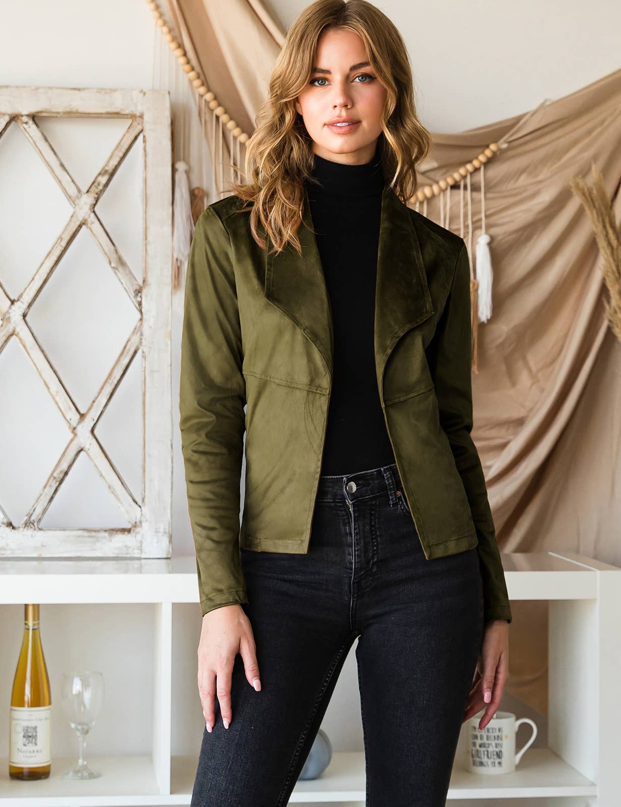 CWOJA707_FAUX SUEDE LEATHER MOTO OVER HIP JACKET