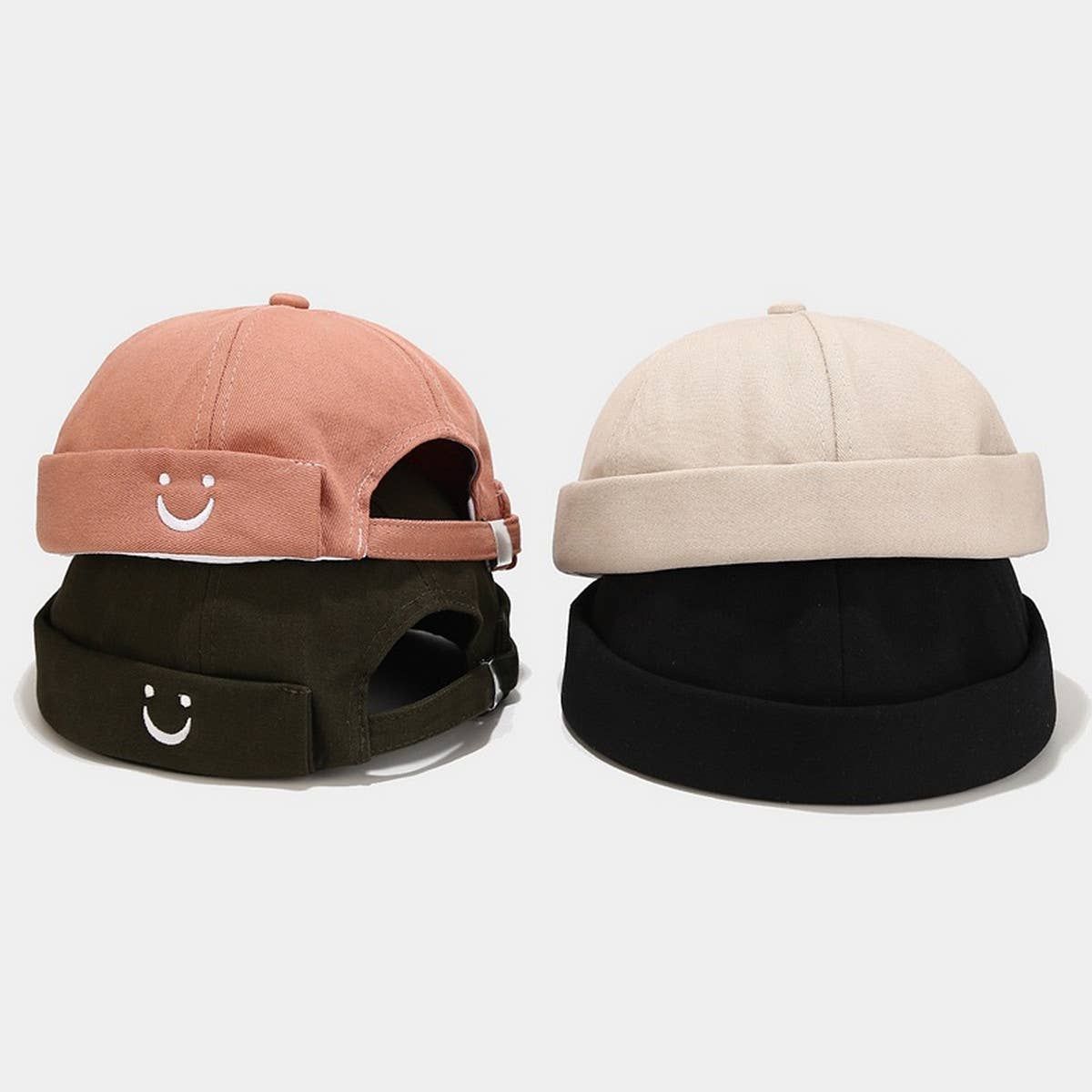 CWAH3171_SIMPLE U SMILEY FACE EMBROIDERED BERET