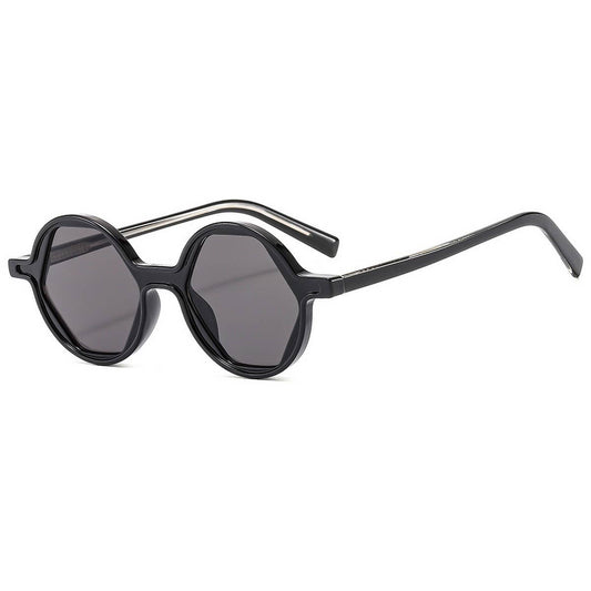 Floral Arm Hexagon Round Sunglasses Cute Look