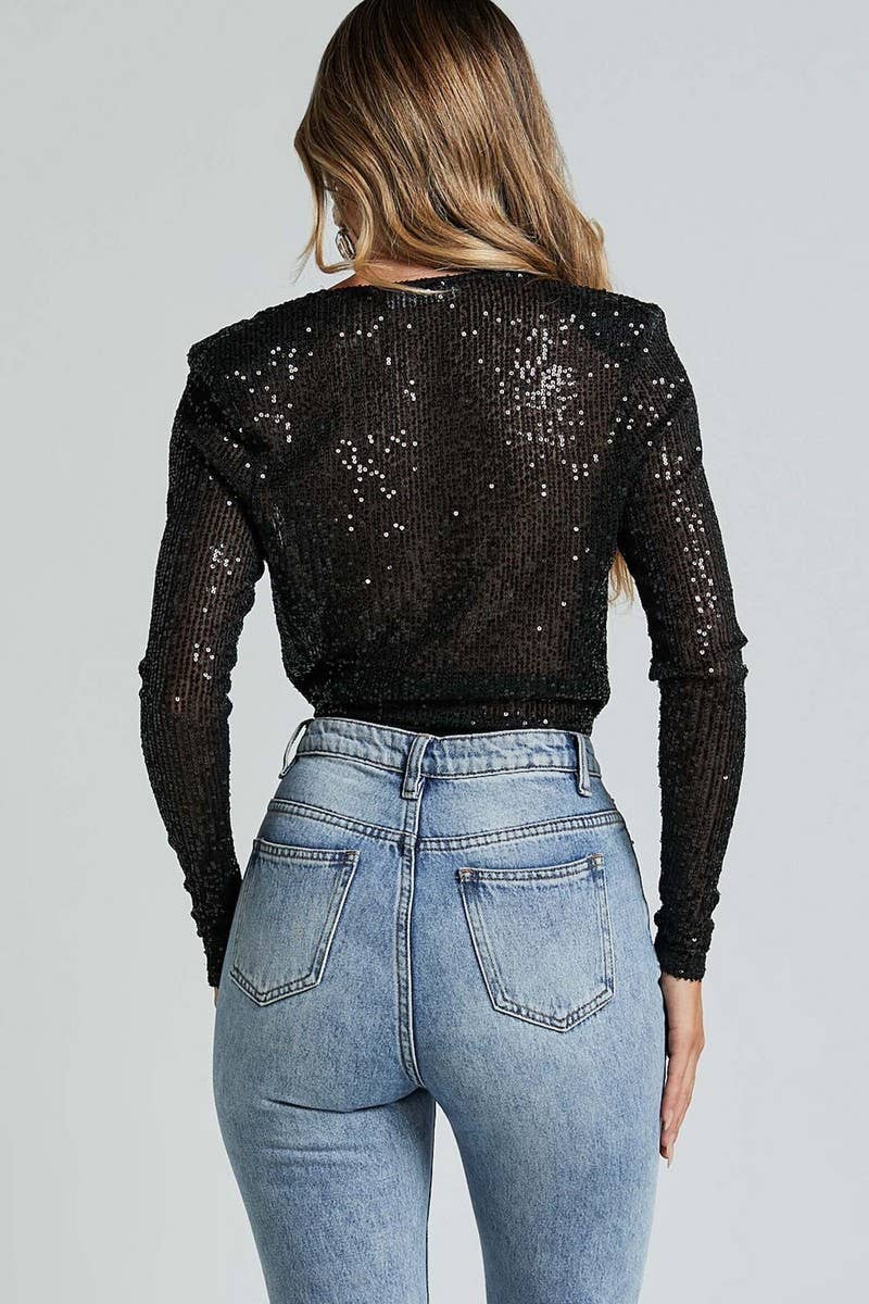 CWSBSL00031_WOMEN'S DEEP V SEQUINED TRIANGLE JUMPSUIT