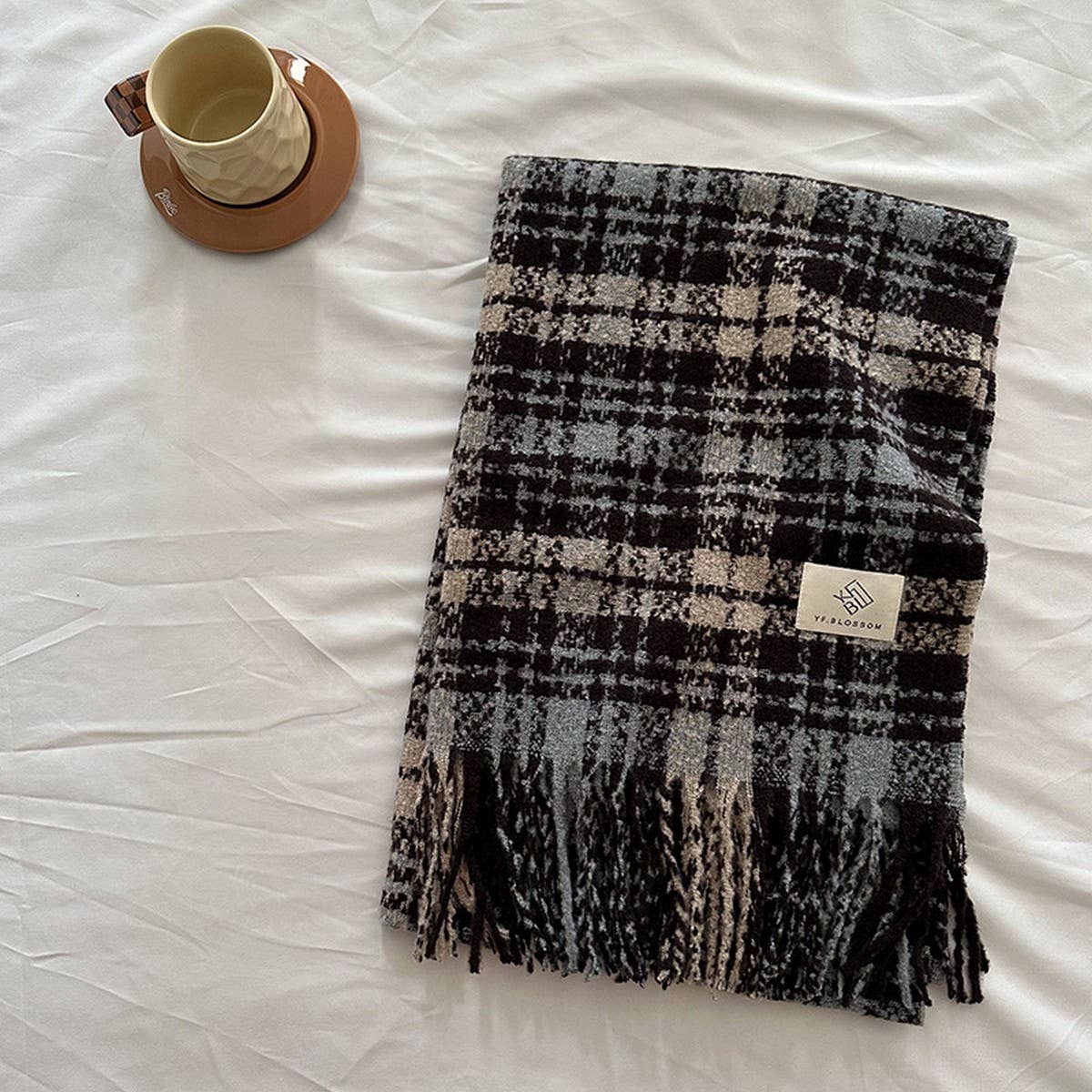 Brown Check Scarf ??Thick Dual-use Winter Wrap_CWASC2299