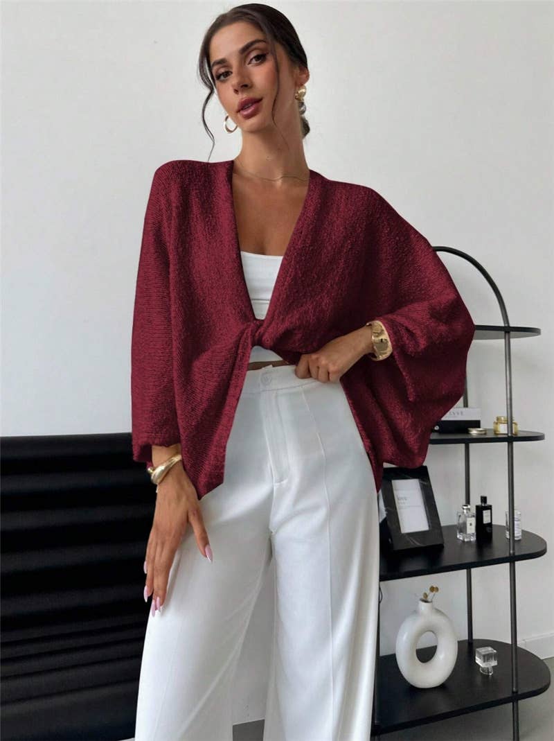 Cross design deep V-neck casual loose sweater