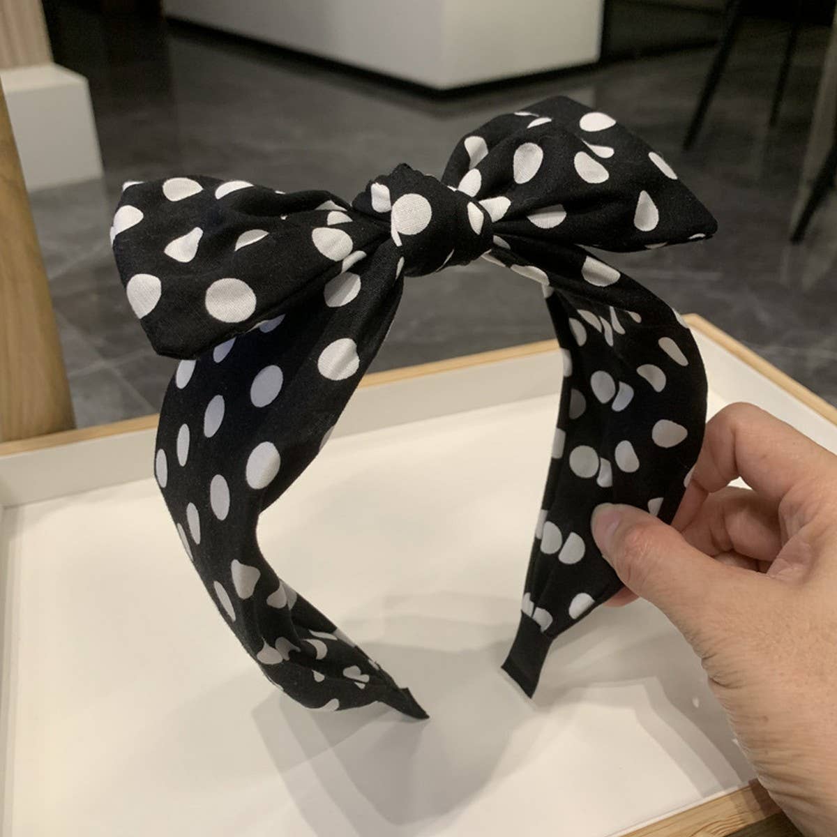FRENCH STYLE BIG BOW DOT SIMPLE HEADBAND