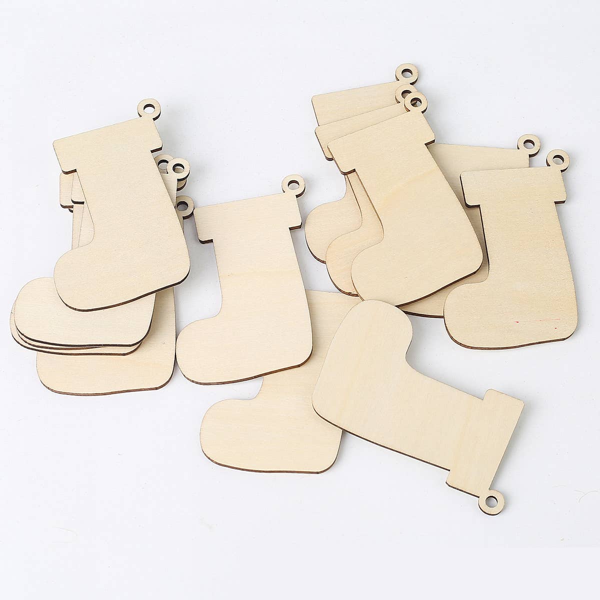 CWASC2680_CHRISTMAS STOCKING SIMPLE WOODEN PENDANT