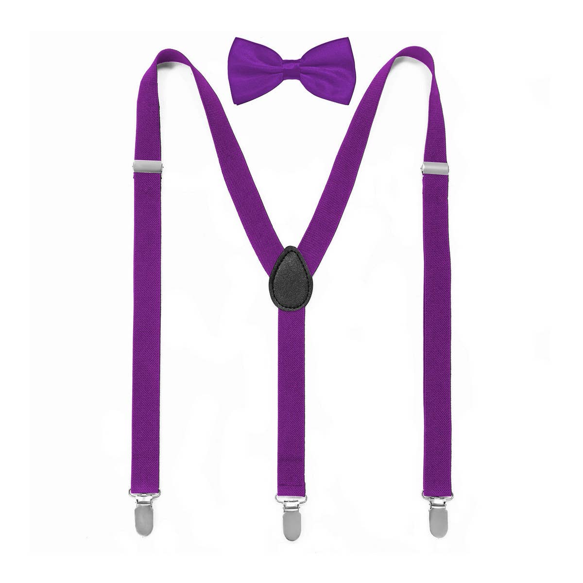MULTICOLOR SOLID COLOR SUSPENDER CLIP BOW TIE SET