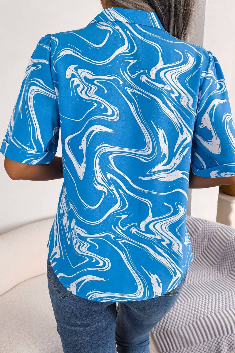 CWTSTS0443_CASUAL COLOR CONTRAST SHORT-SLEEVED SHIRT TOP