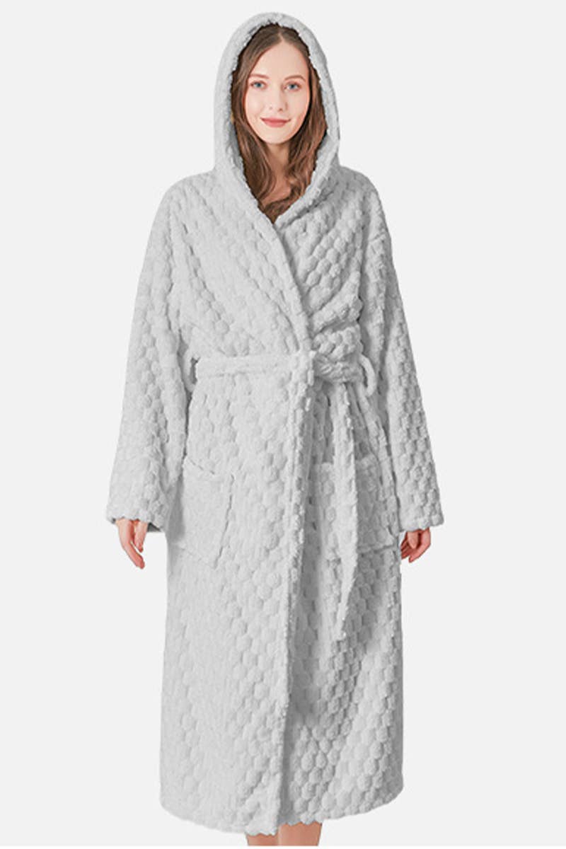 CWMM8295_THICKENED HOUSEHOLD LONG CORAL FLEECE ADULT ROBE