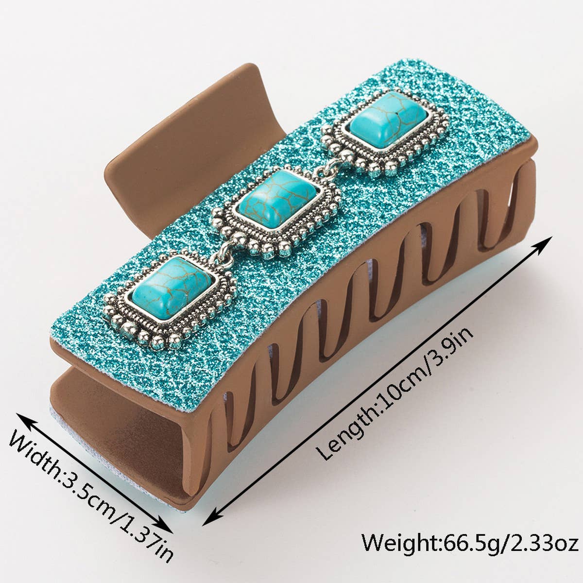 Antique Silver Turquoise Western Hair Claw_CWAHA1766