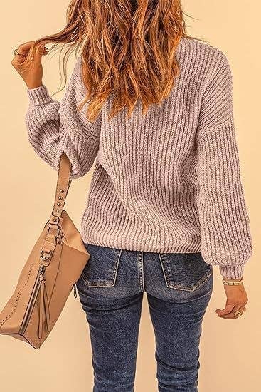 CREW-NECK FLARED CUFF JUMPER LOOSE SWEATER