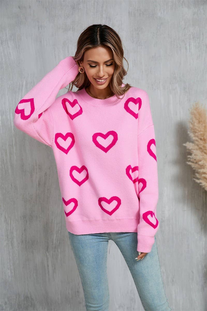 CWOSWL5788_JACQUARD HEART VALENTINE'S DAY CREW NECK SWEATER