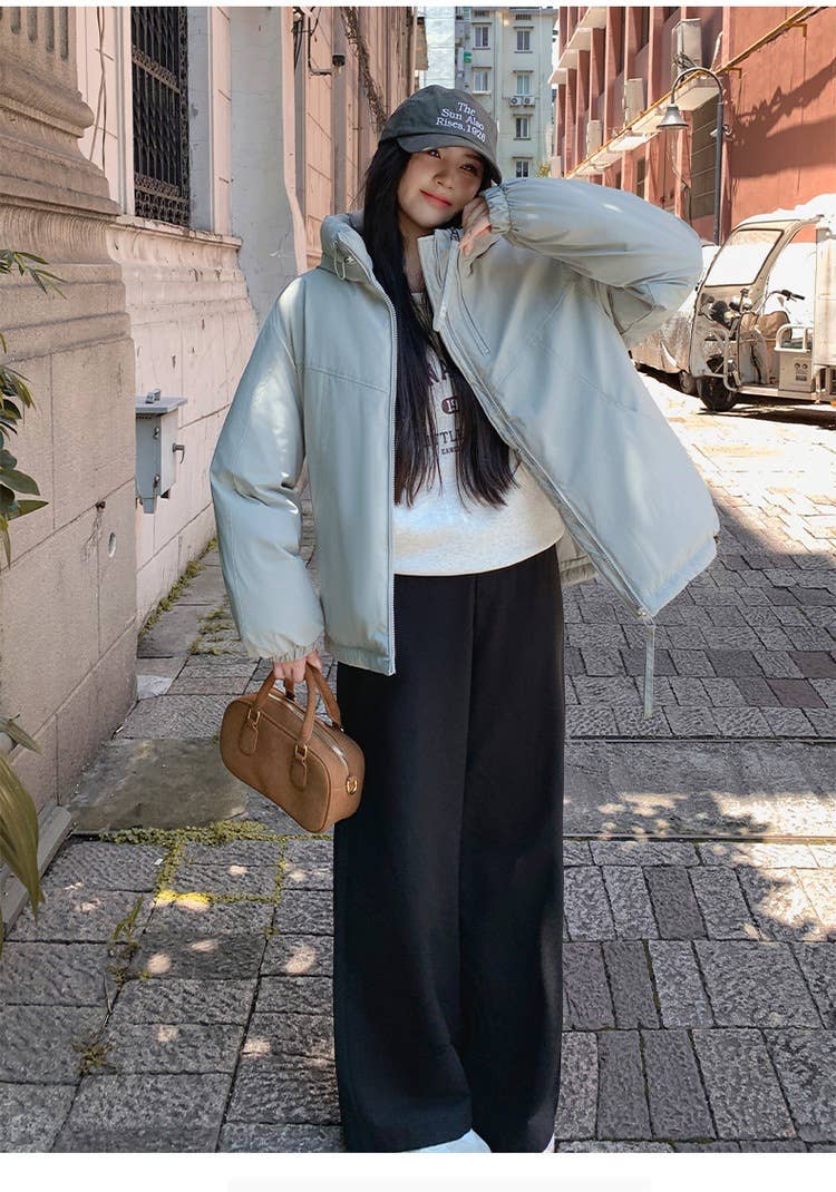 Casual hooded cotton windbreaker jacket