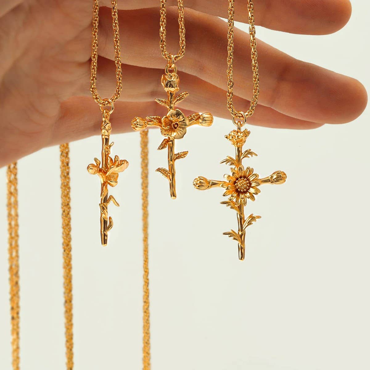 NEW CREATIVE DECEMBER CROSS FLOWER NECKLACE