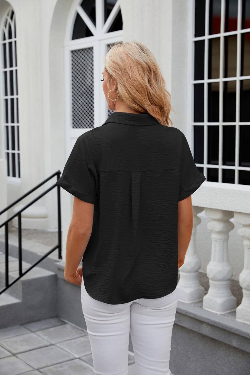 CWTSTS0359_Button Down Short Sleeve Blouse