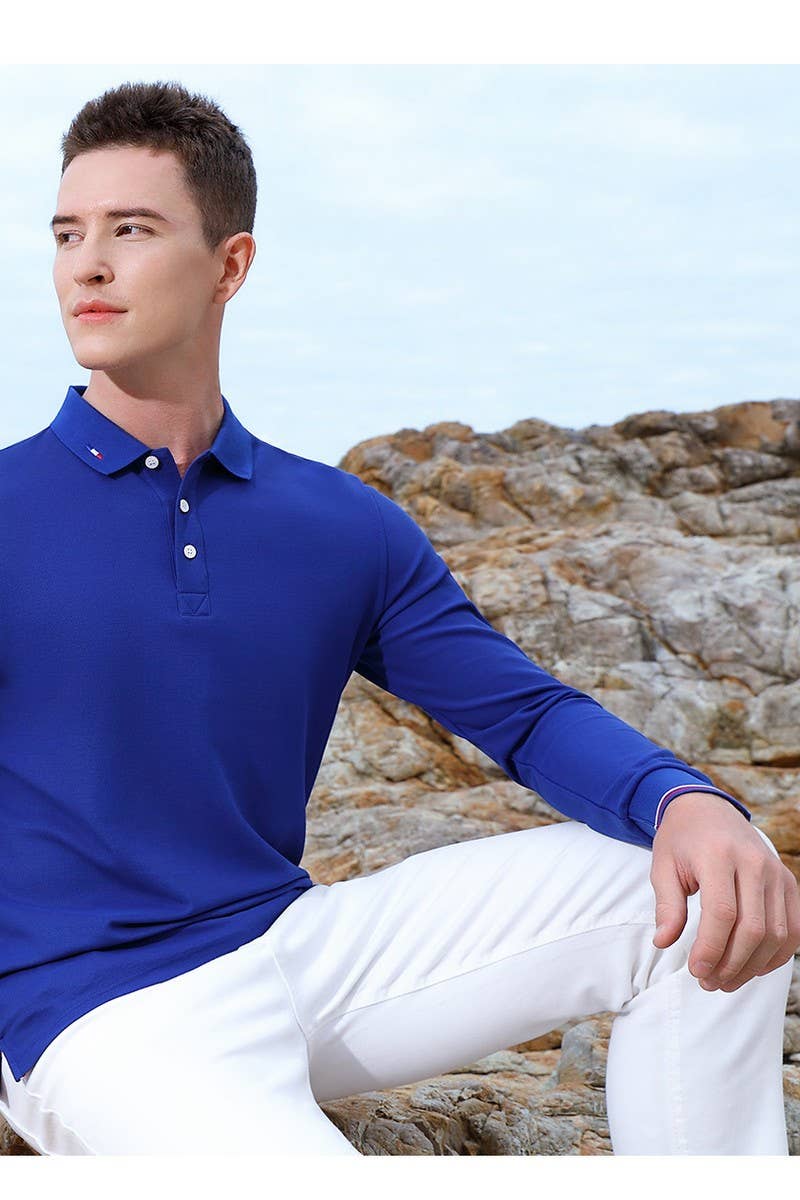 CWTBLL00670_CUSTOM SOLID COLOR LONG SLEEVE POLO SHIRTS