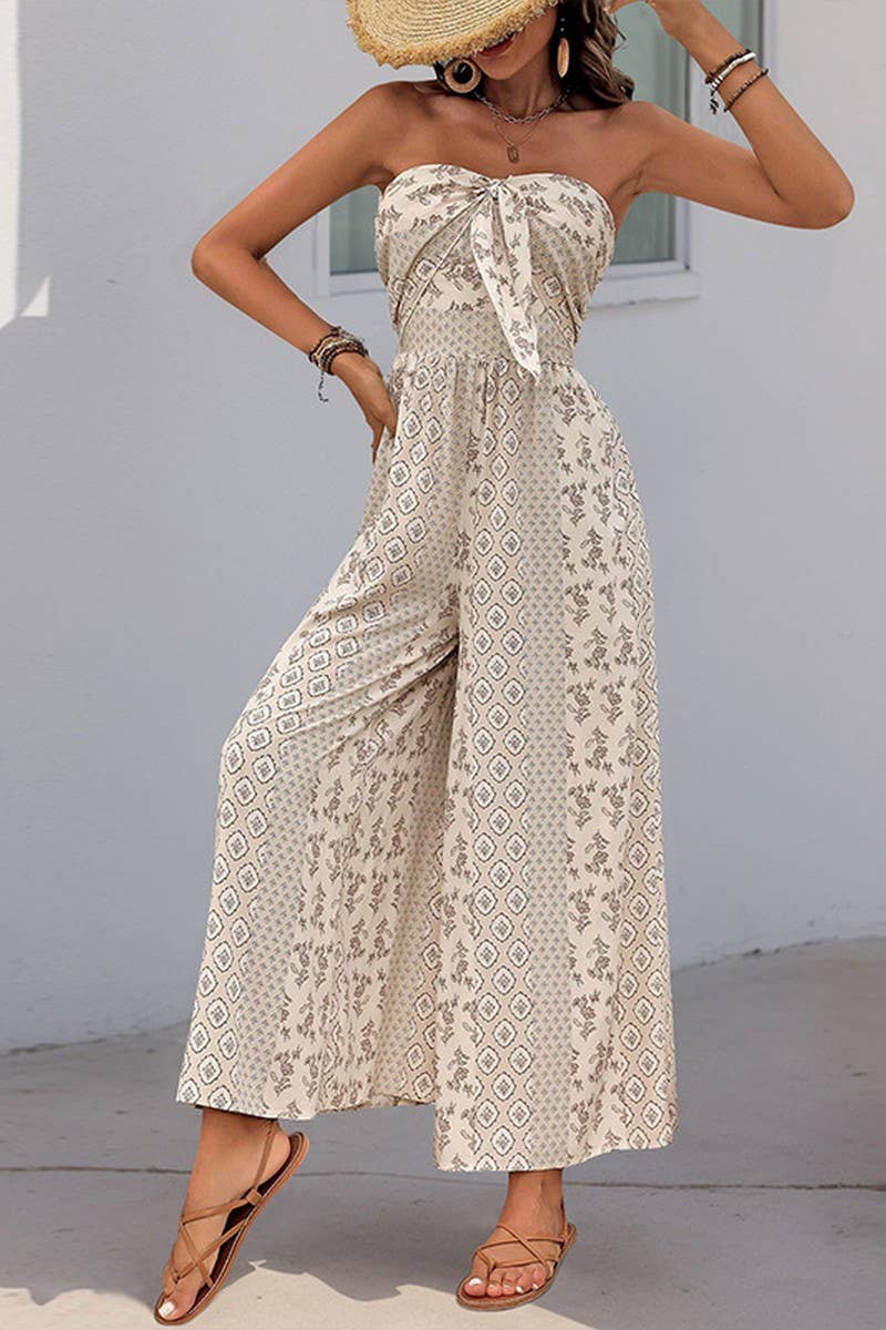 CWSJS1686_HIGH WAIST TIE WAIST BOHO WIDE LEG JUMPSUIT