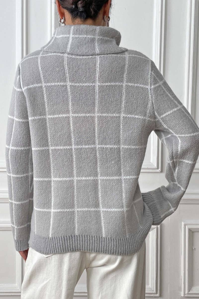 CWOSWL6724_WINTER TURTLENECK STRIPED LONG-SLEEVED SWEATER