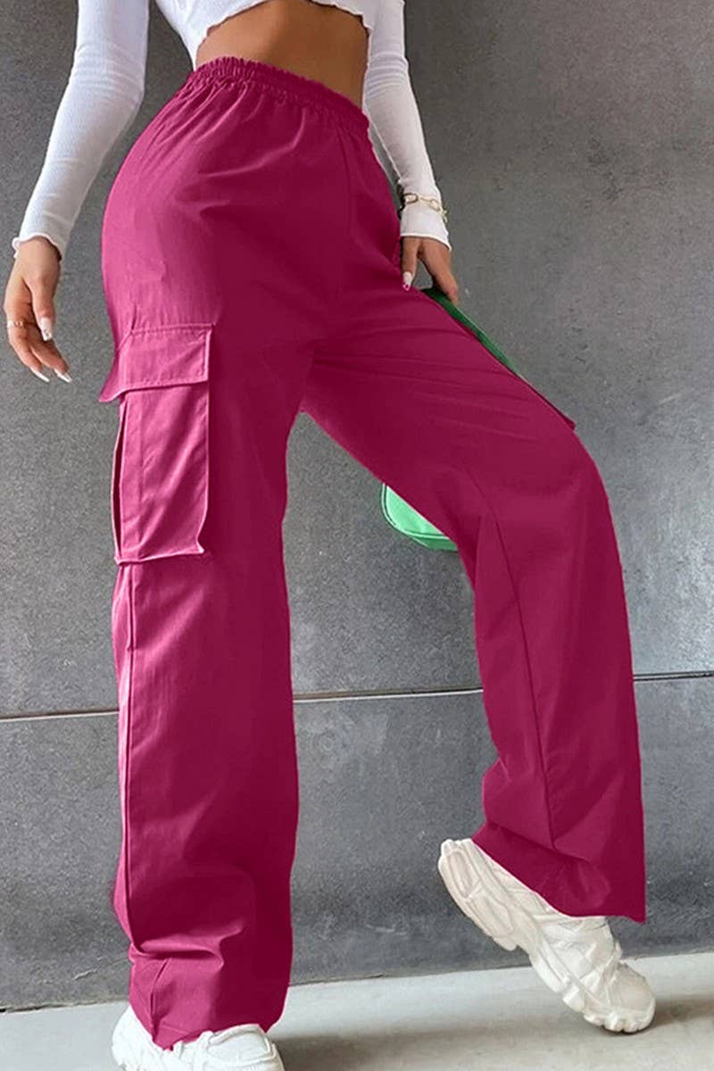 Elastic high-waisted straight-leg overalls