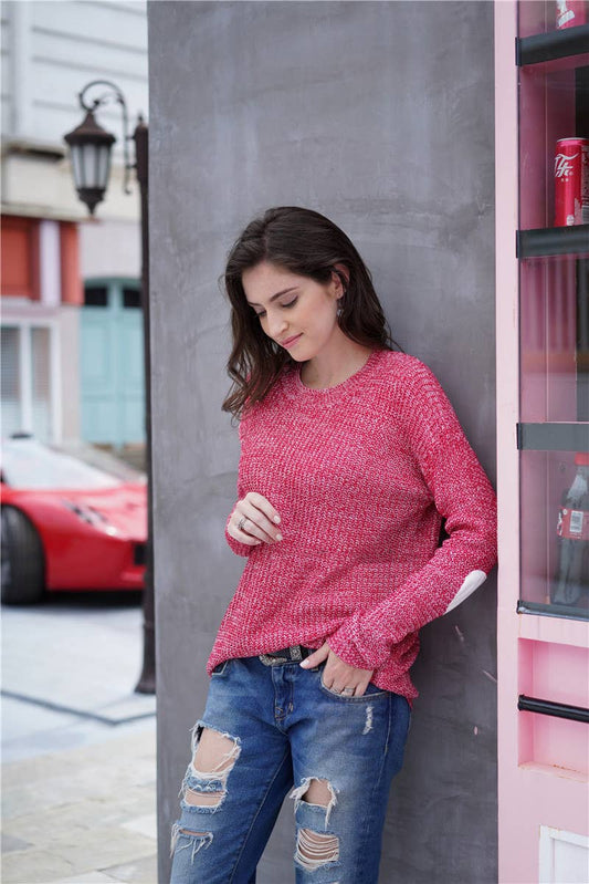 CWOSWL1418_Crew Neck Pullover Casual Sweater
