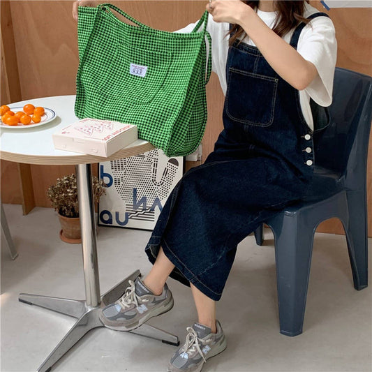 CWAB3906_HOUNDSTOOTH CANVAS SHOULDER TOTE BAG