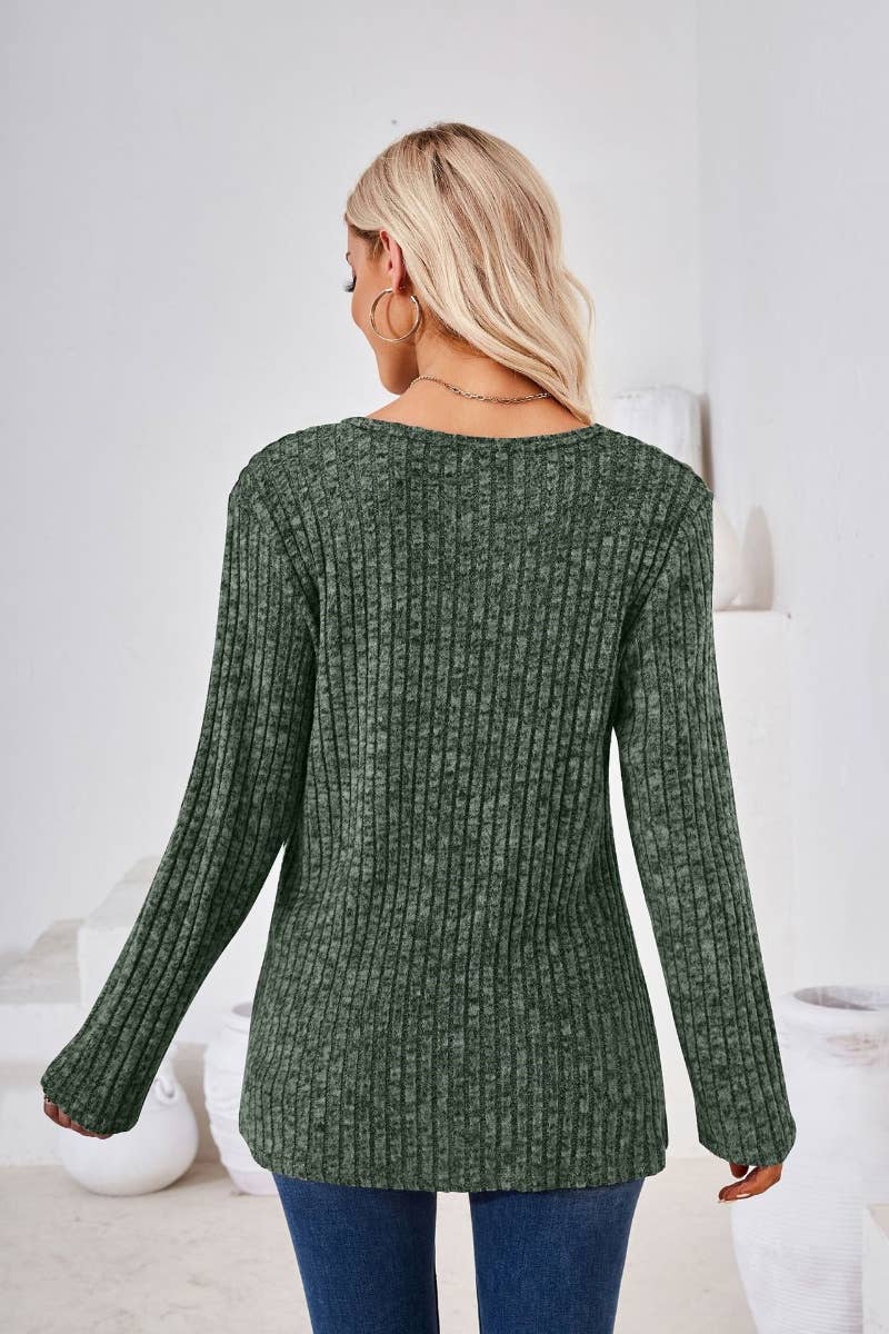 CWOSWL6443_WINTER CREW-NECK LONG-SLEEVED SLIT SWEATER