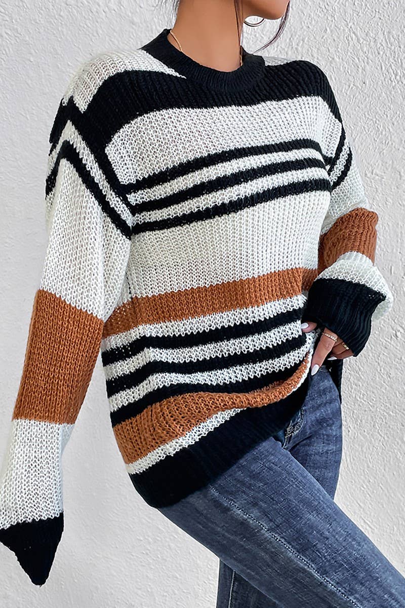 CWOSWL1574_Round Neck Long Sleeve Pullover Sweater