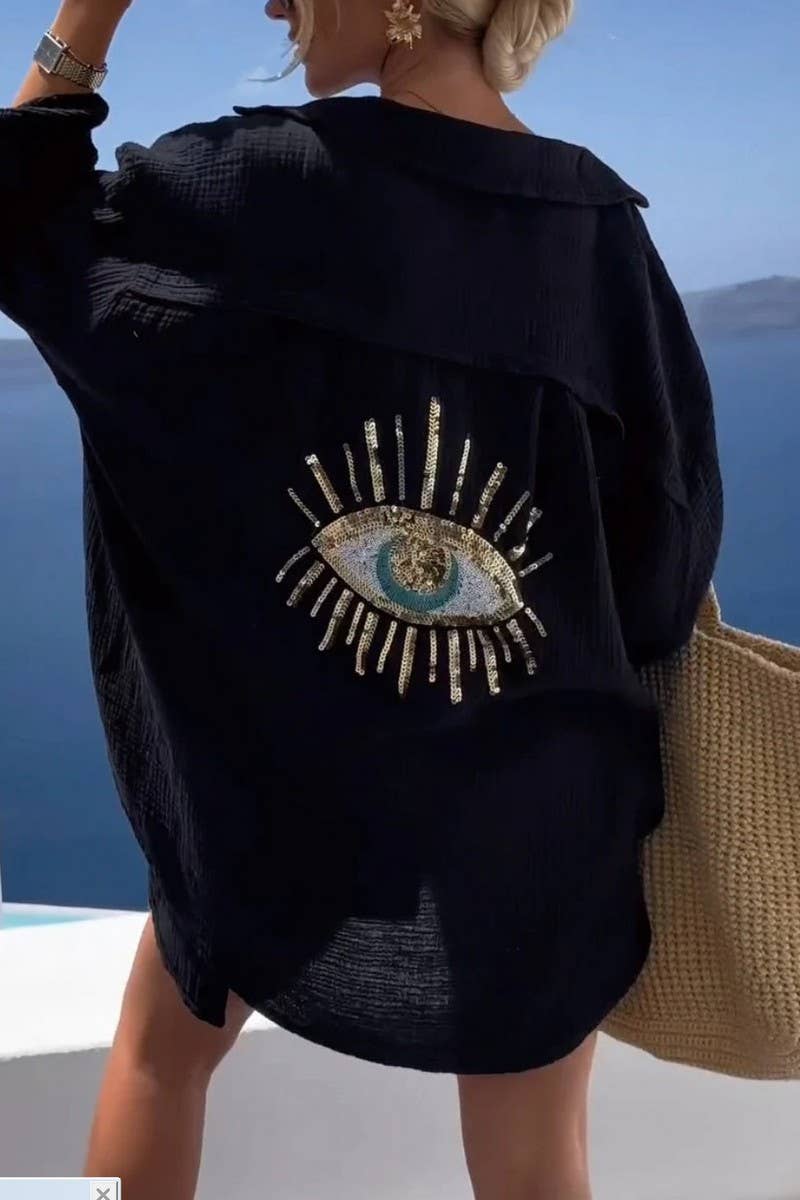 CWTBLS02462_LAPEL LONG SLEEVE COTTON LINEN CASUAL SHIRT