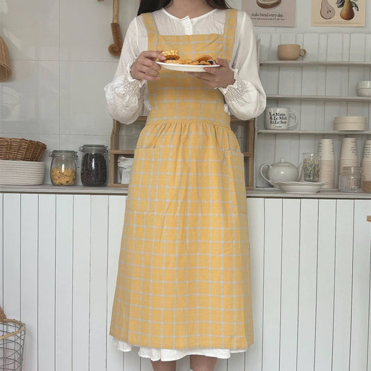 PLAID APRON FOUR-COLOR CAFE WORK APRON_CWMM5813