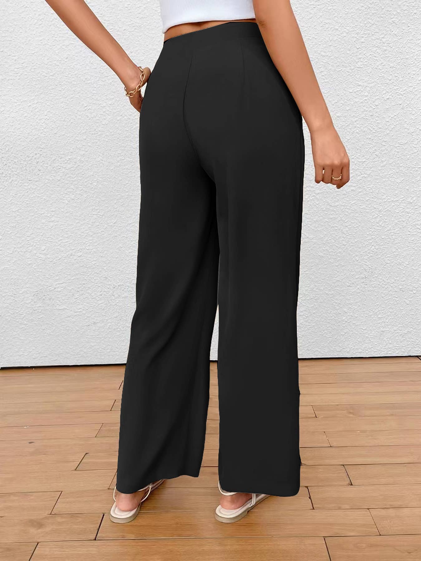 CROSS-WAISTED COMMUTER STRAIGHT-LEG PANTS
