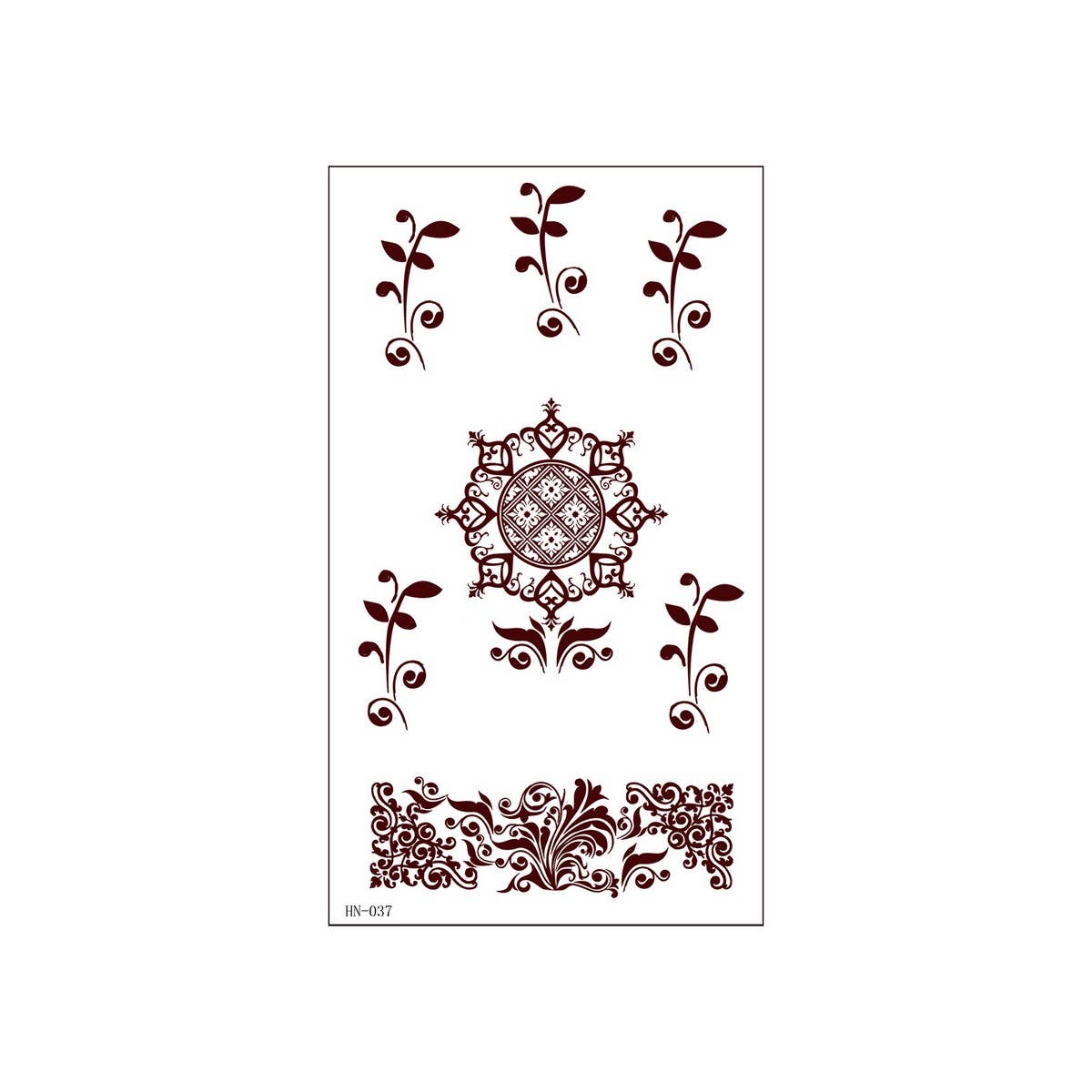 Realistic Brown Henna Tattoo Stickers Waterproof_CWMM8347