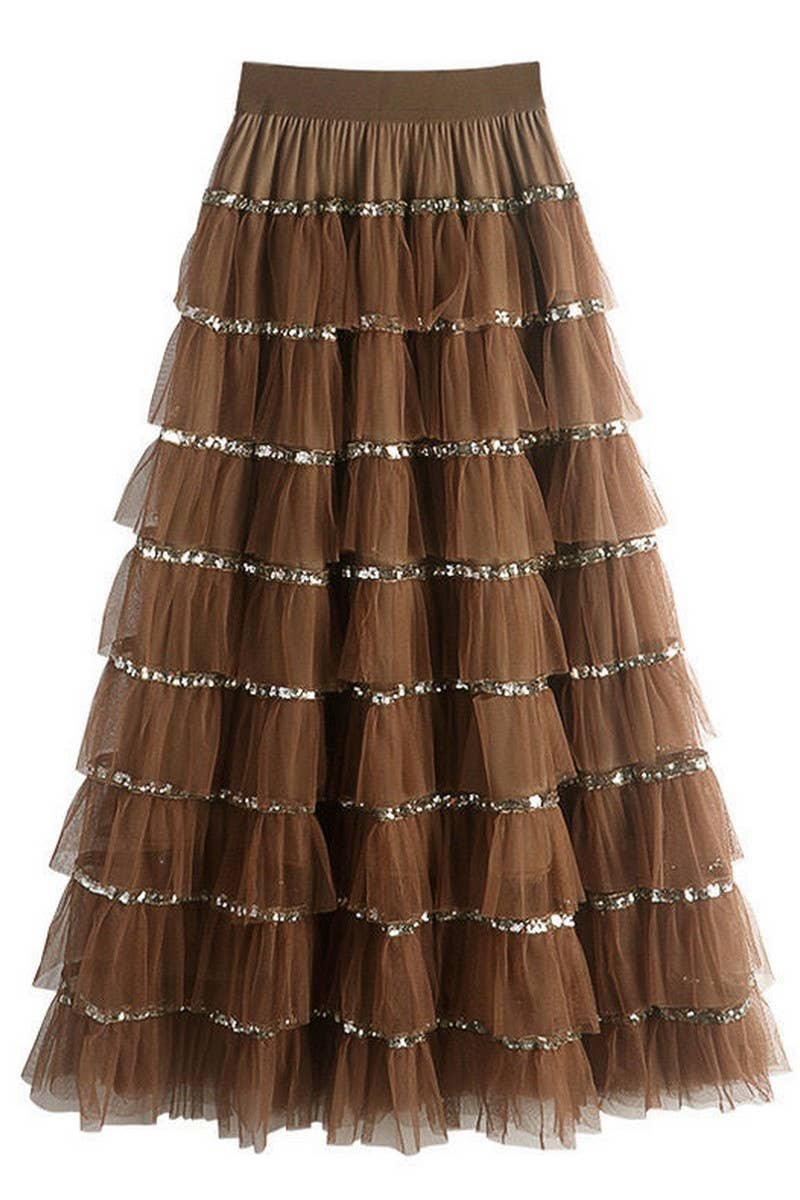 CWBLS0522_SEQUIN PATCHWORK TULLE TIERED SKIRT