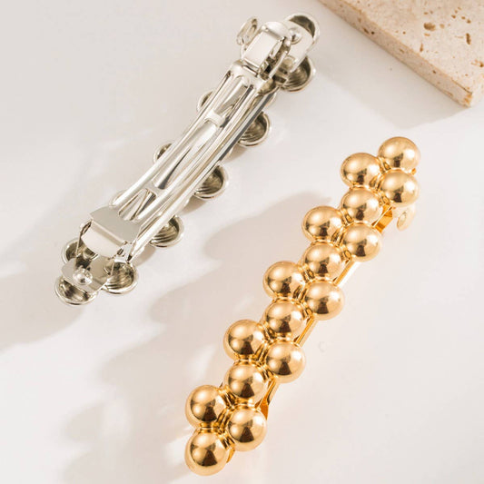 New Metal Geometric Twist Bead Spring Hair Clip