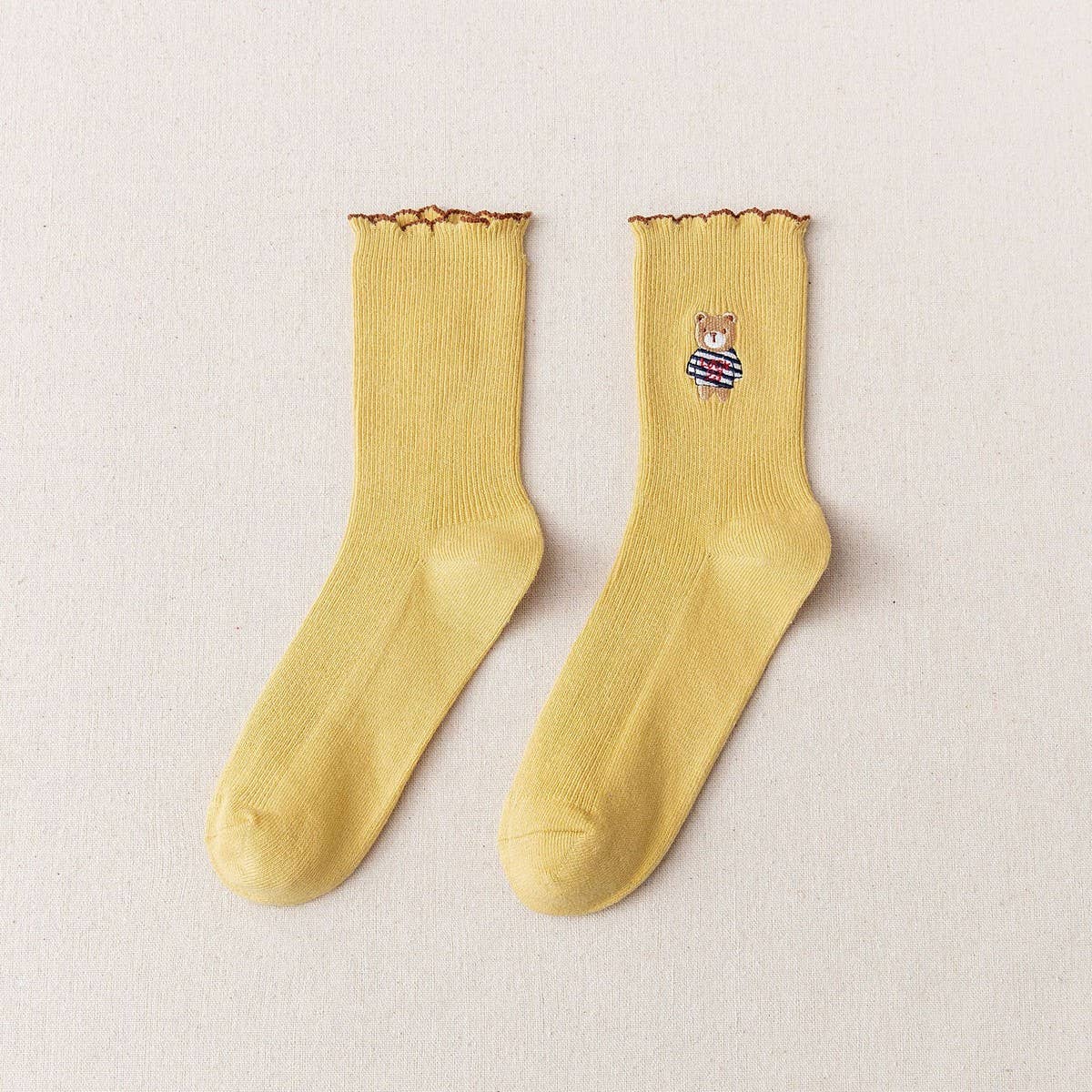 BREATHABLE AND SWEAT-ABSORBENT CARTOON BEAR SOCKS_CWMS1396