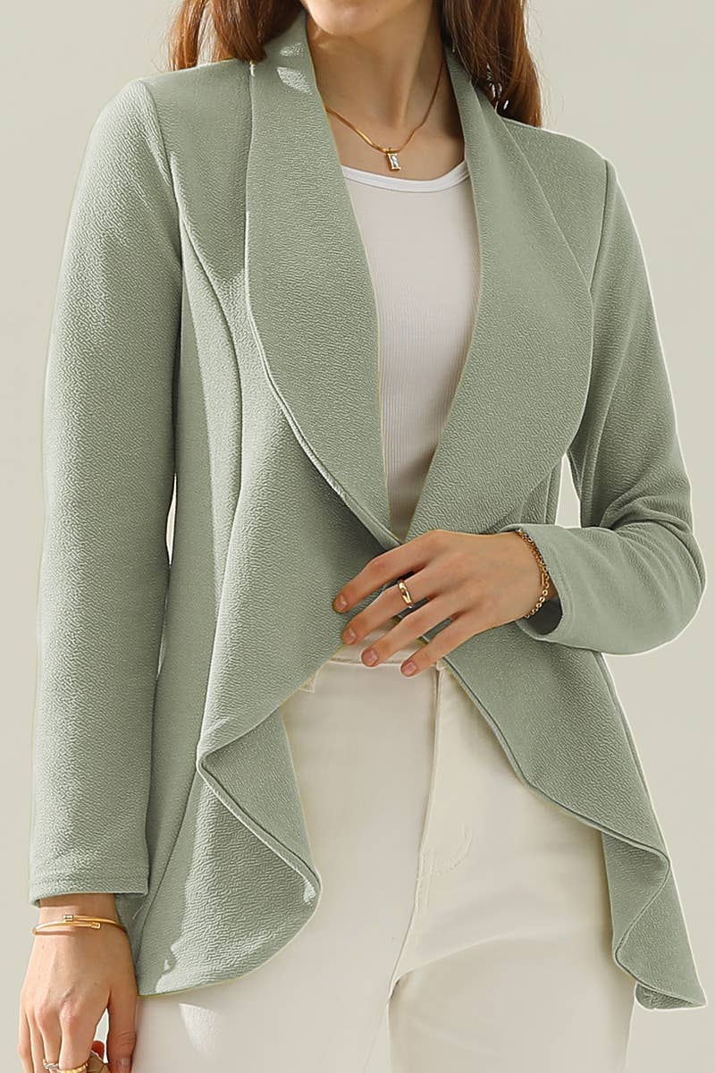 CWOBL090_Casual Work Long Sleeve Open Front Blazer