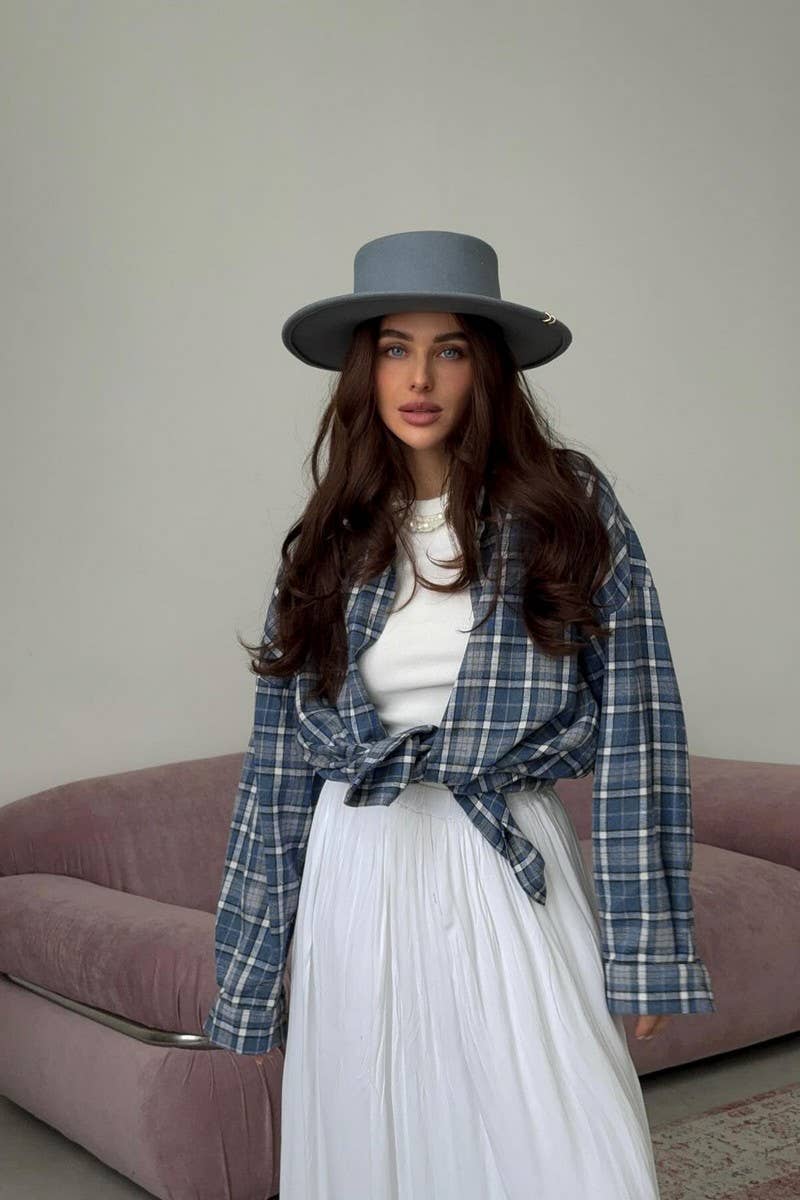 CWTBLL00572_RETRO VERSATILE LOOSE PLAID LONG-SLEEVED SHIRT