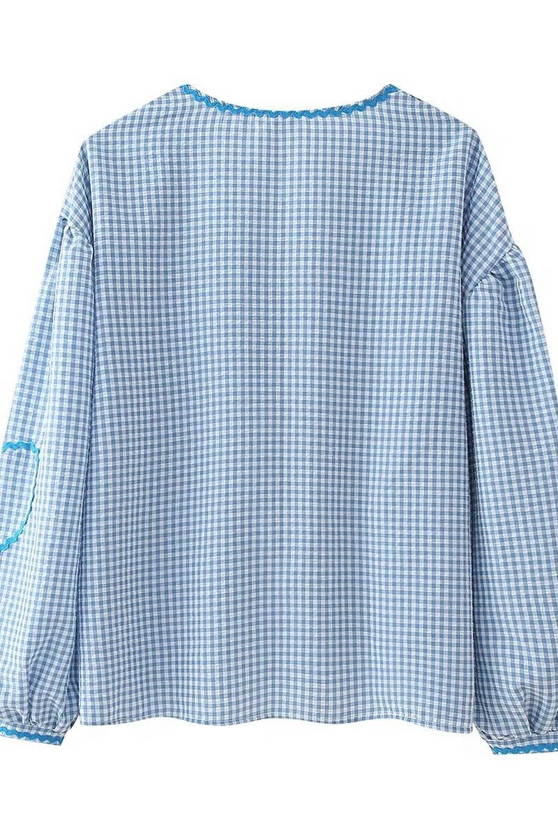 CWOCO0901_AUTUMN V-NECK LONG SLEEVE SHIRT WITH LOVE POCKET