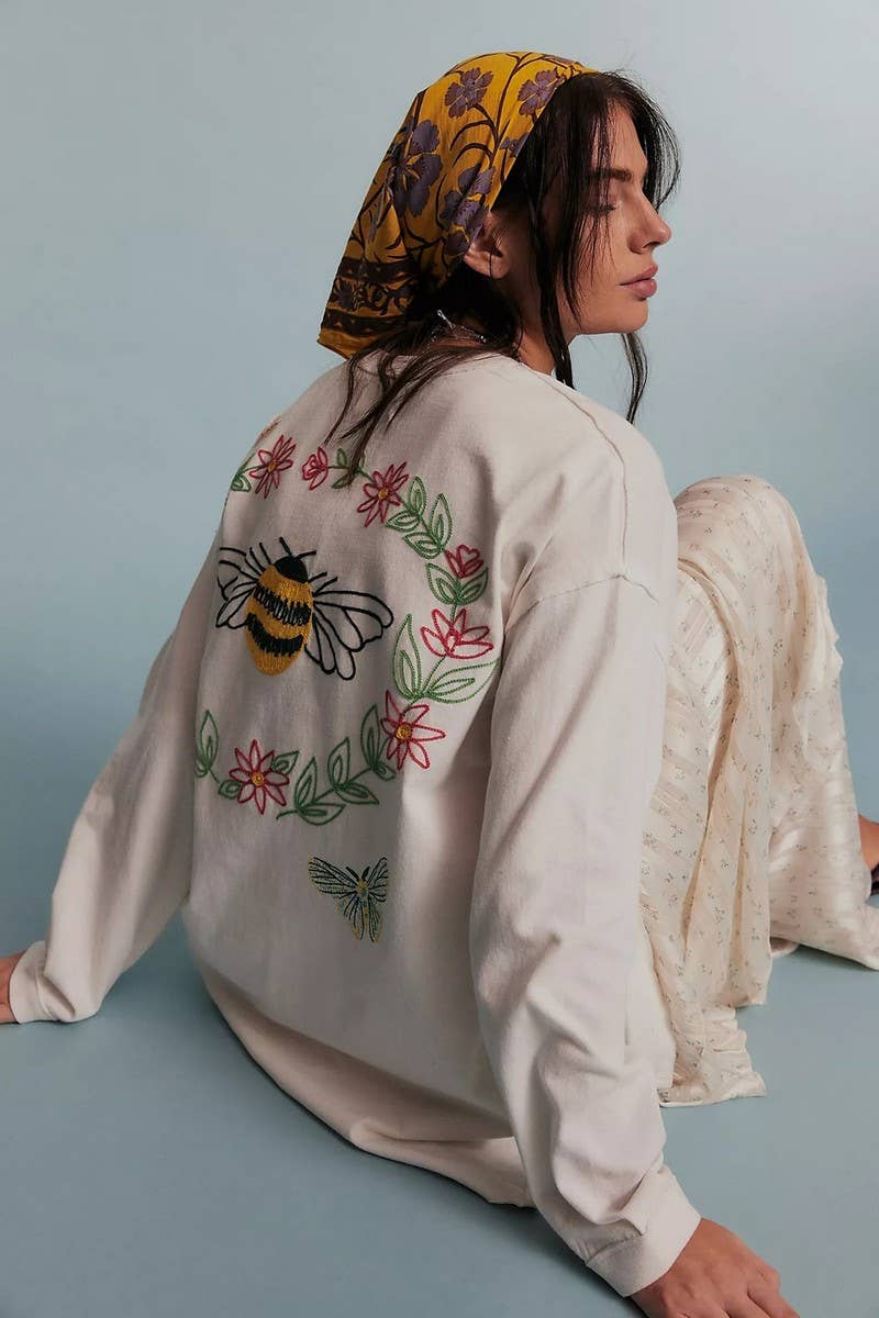 CWTBLL01280_CASUAL EMBROIDERY KNIT LOOSE SWEATSHIRT