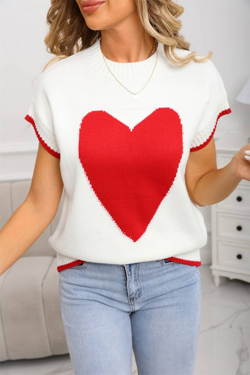 CWOSWS00161_HEART PRINT CREWNECK KNIT VEST