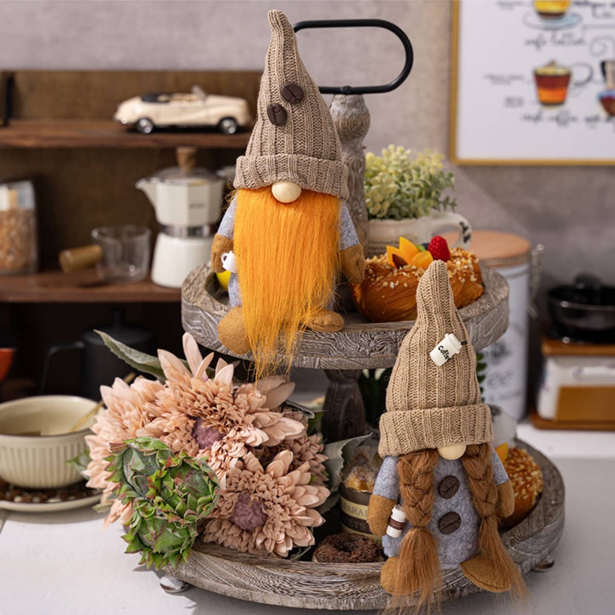 CWASC1949_POINTY HAT RUDOLPH DWARF COFFEE DOLL DECORATION